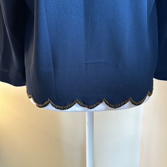 Blue Rain - Navy Beaded Scalloped Blouse - Picture 10 of 13